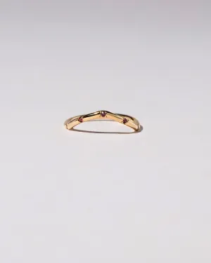 Low Peak Band in Five Stone 14k Yellow Gold With Garnets - sz6 x Vault