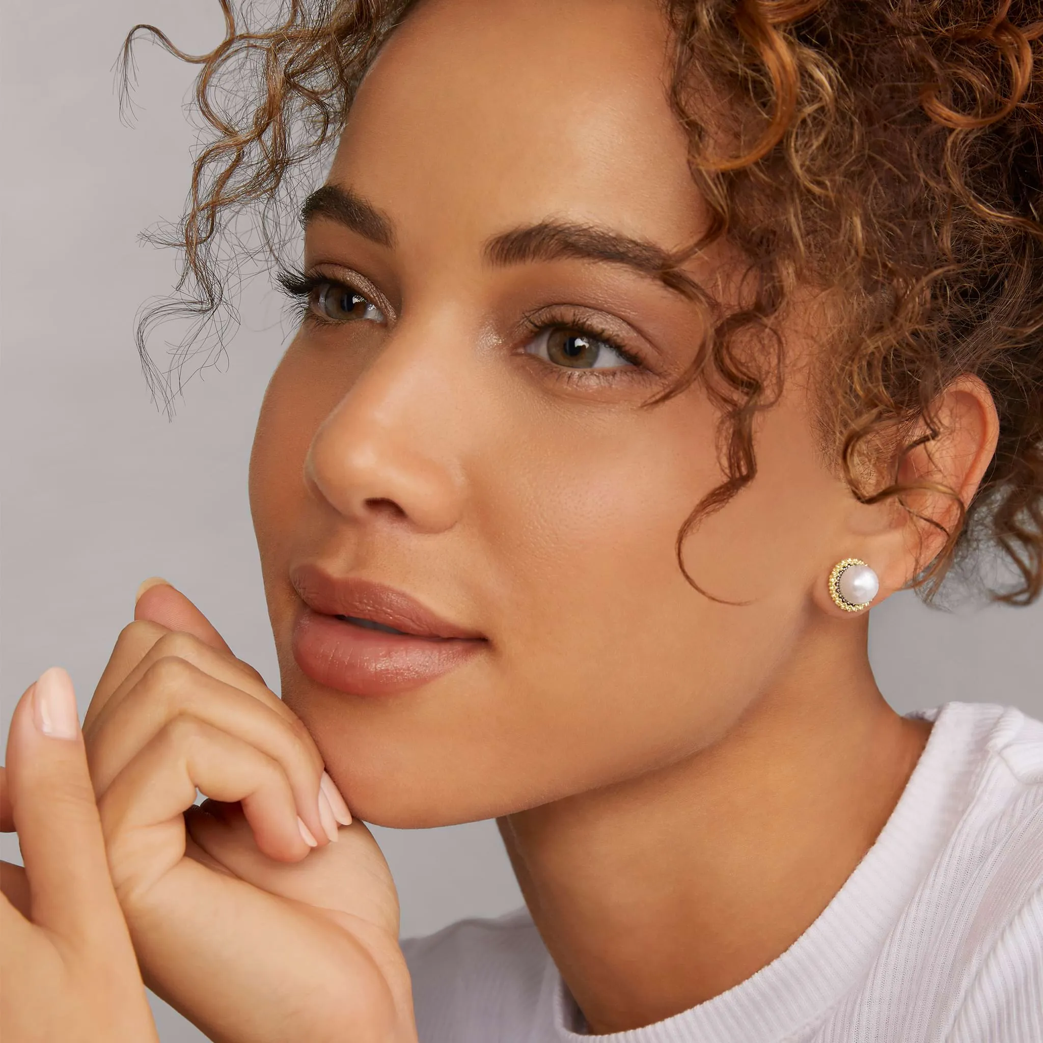 Luna 18K Gold Caviar Pearl Stud Earrings