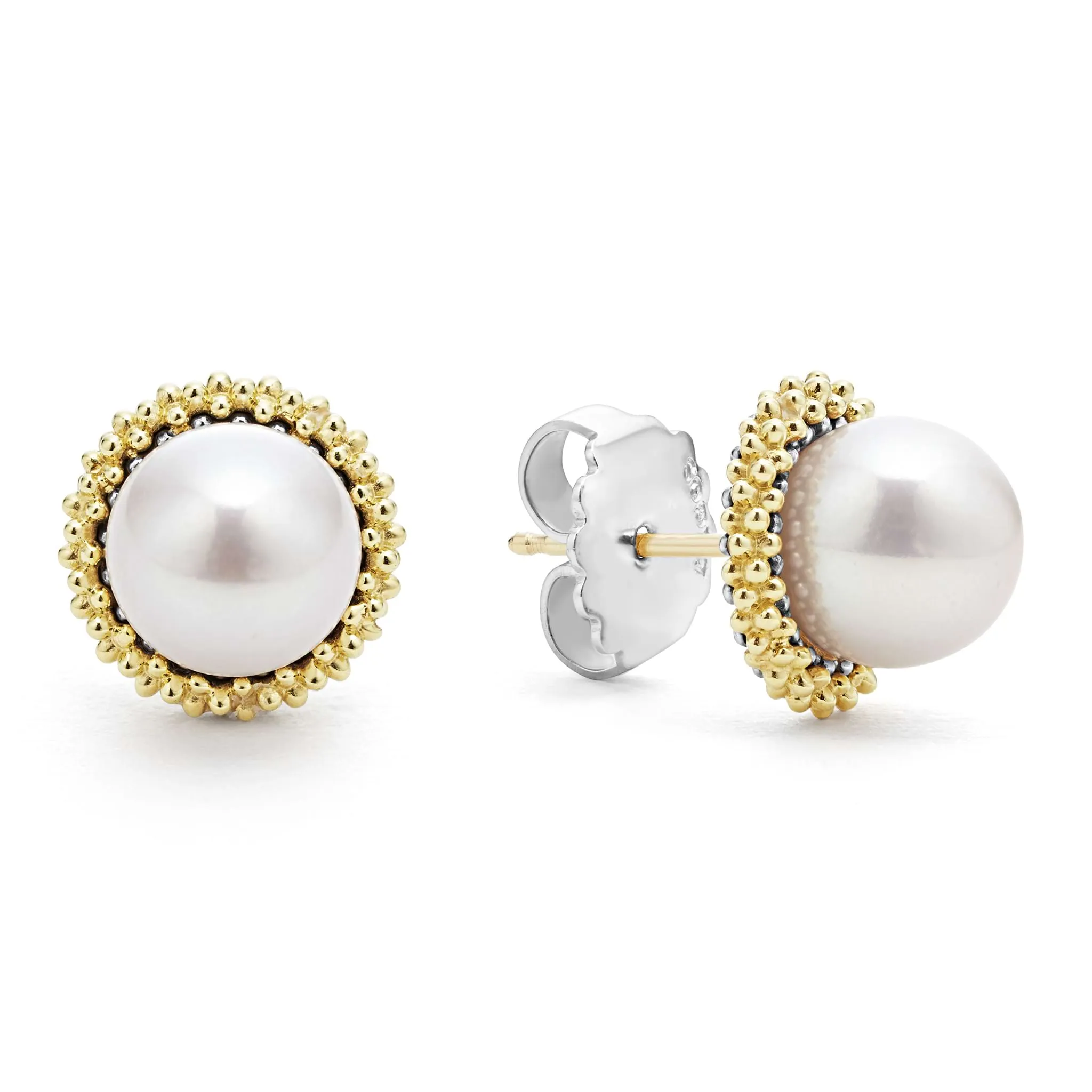Luna 18K Gold Caviar Pearl Stud Earrings