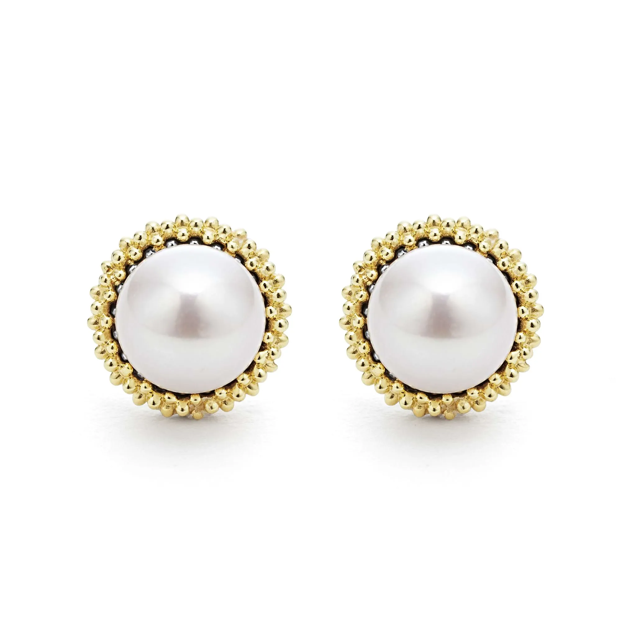 Luna 18K Gold Caviar Pearl Stud Earrings