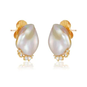 Lush Diamond Keshi Pearl Stud Earrings