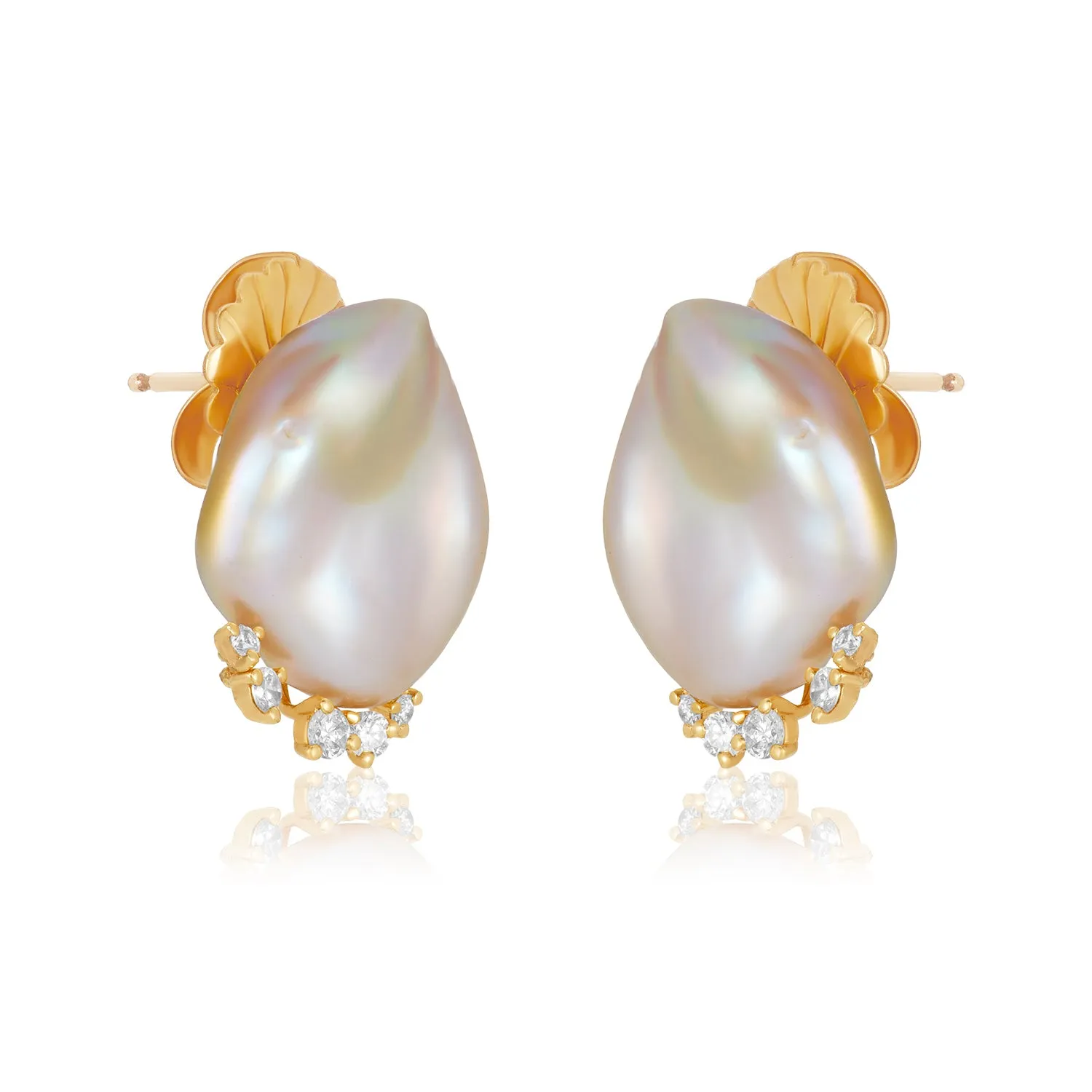 Lush Diamond Keshi Pearl Stud Earrings