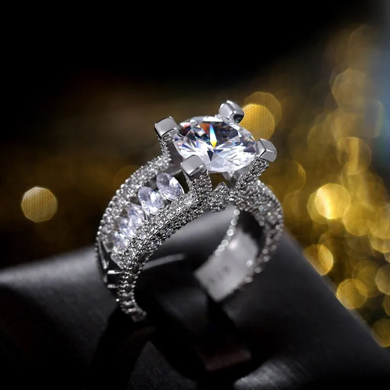 Luxurious Zircon Gemstone Wedding Ring for Women Jewelry