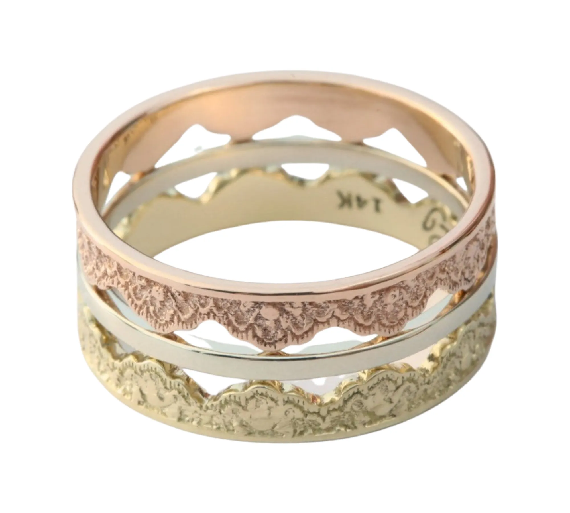 Maeve Lace Crown Stacking Wedding Ring Set