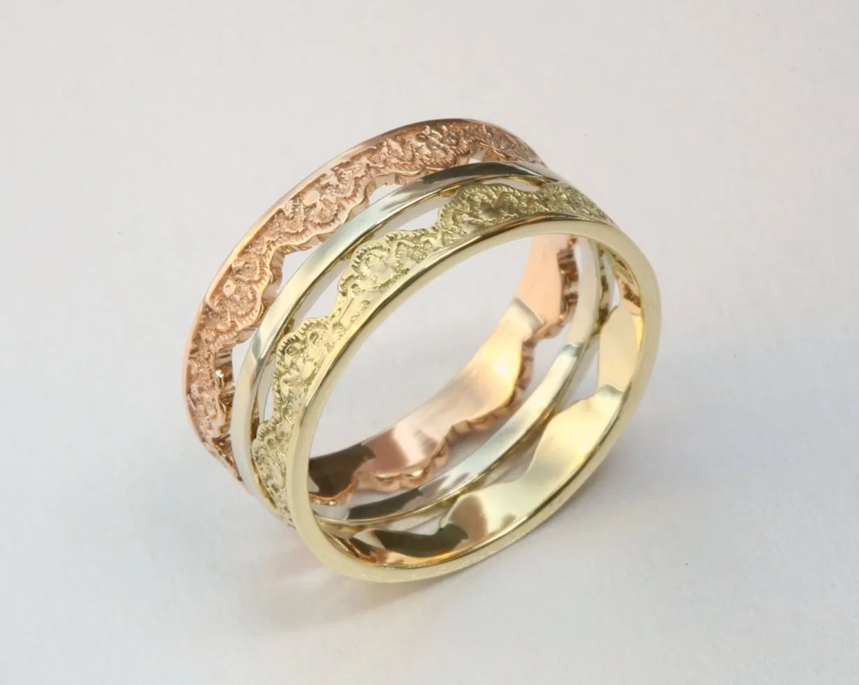 Maeve Lace Crown Stacking Wedding Ring Set