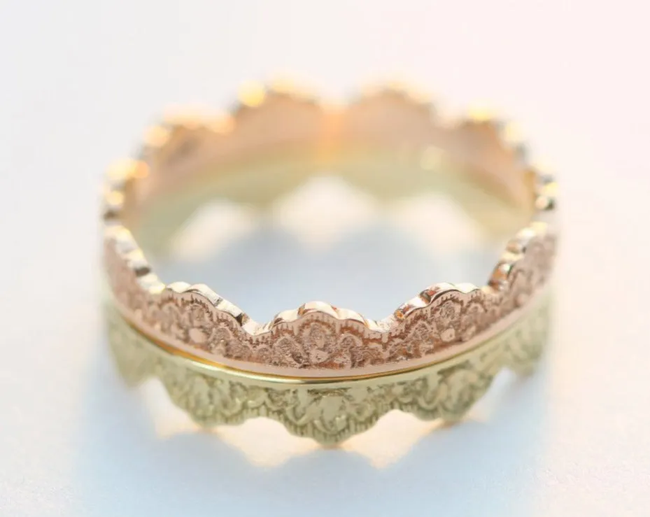 Maeve Lace Crown Wedding Bands
