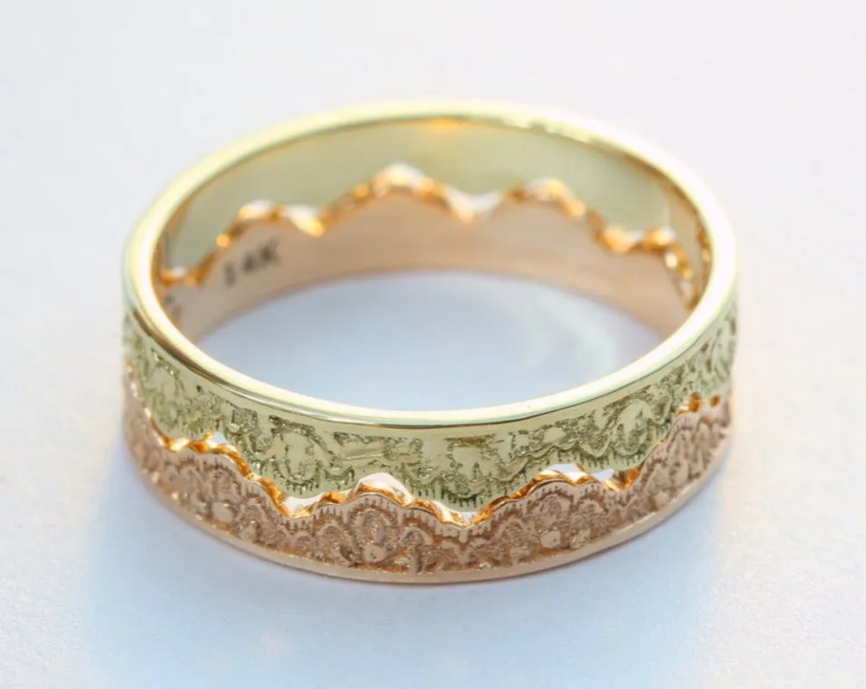 Maeve Lace Crown Wedding Bands