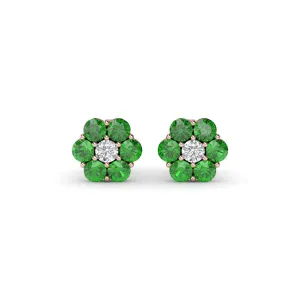 Magnolia Emerald And Diamond Stud Earrings