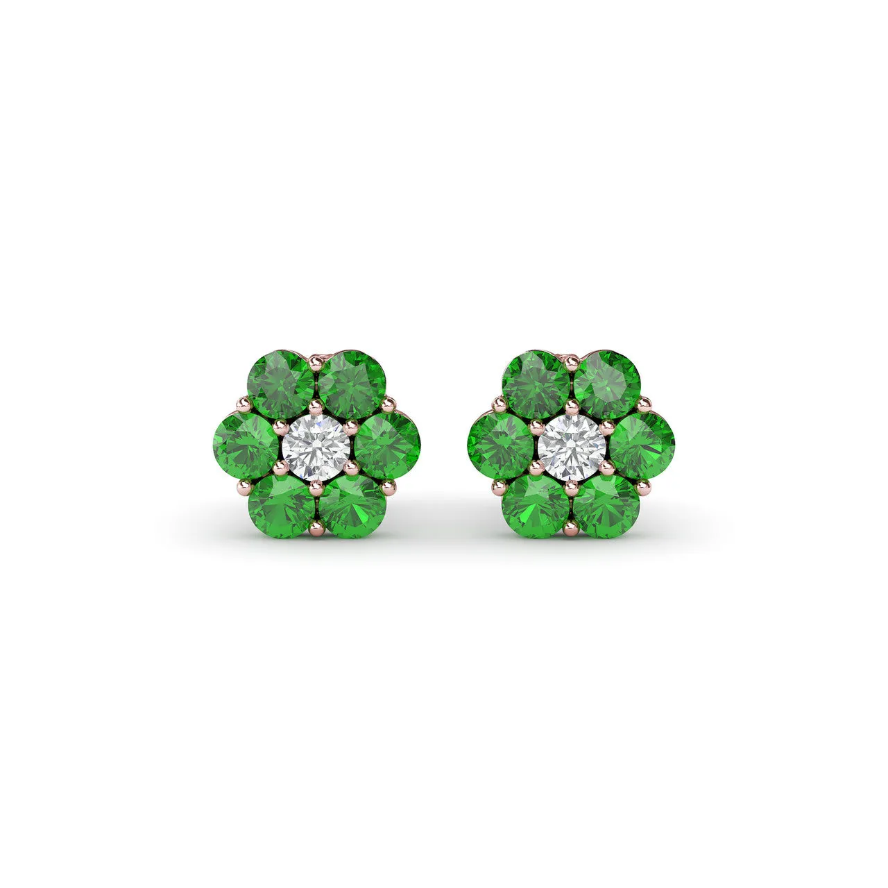 Magnolia Emerald And Diamond Stud Earrings
