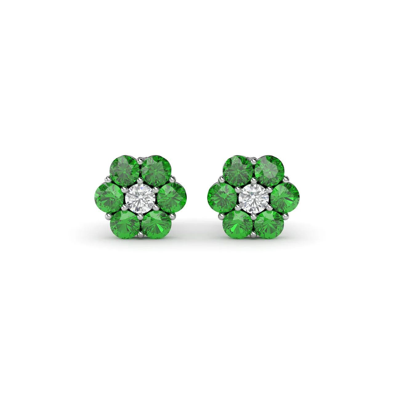 Magnolia Emerald And Diamond Stud Earrings