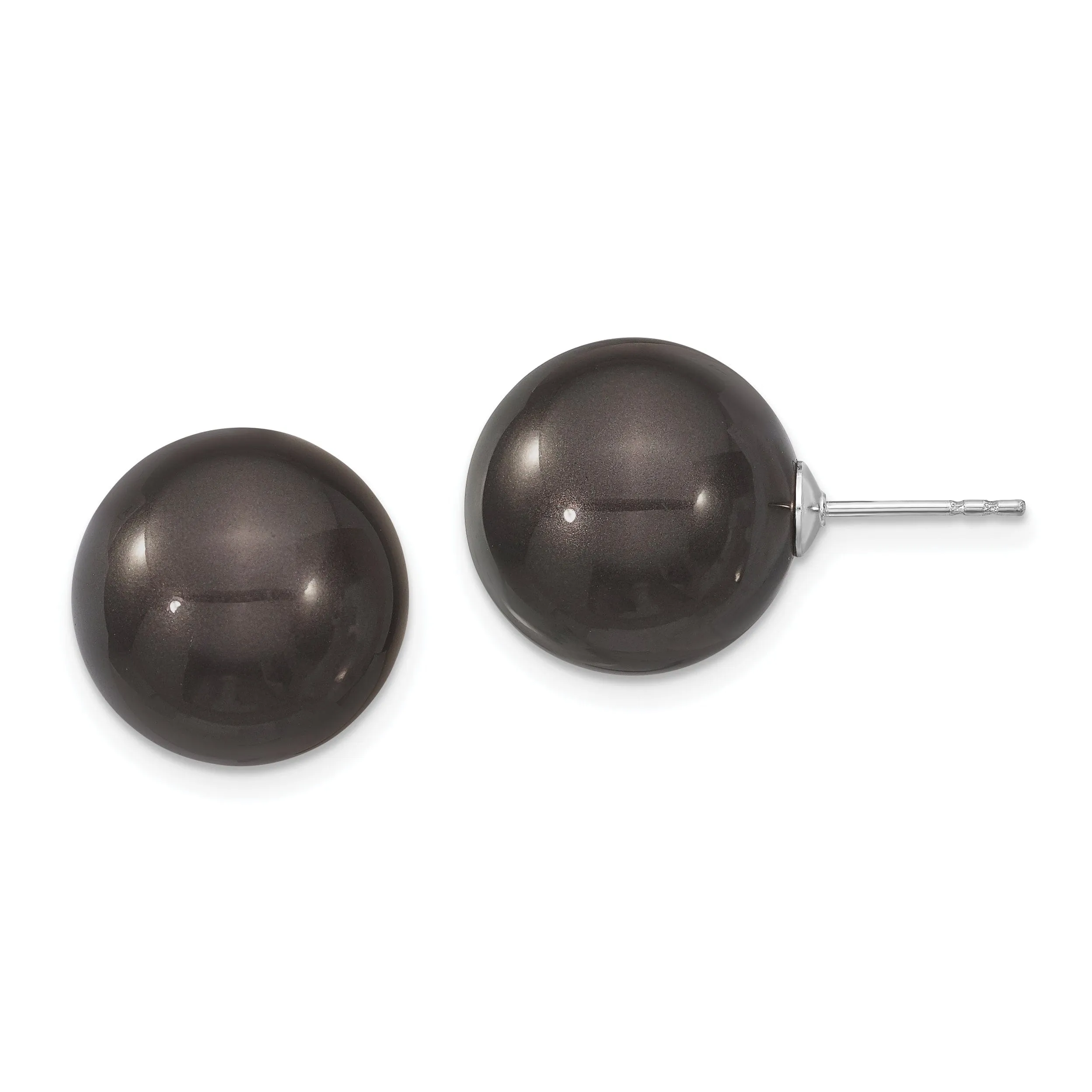 Majestik Round Black Pearl Stud Earrings