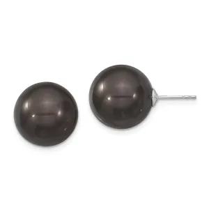 Majestik Round Black Pearl Stud Earrings
