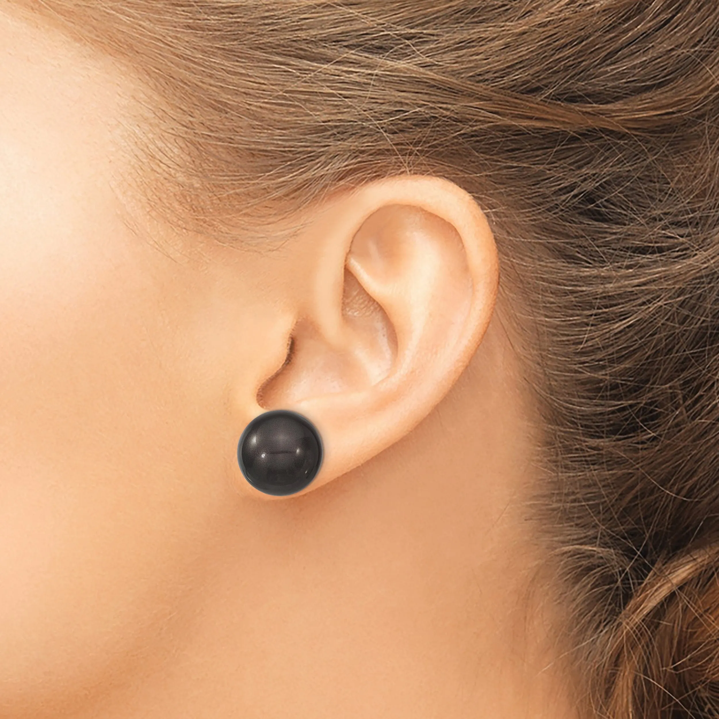 Majestik Round Black Pearl Stud Earrings