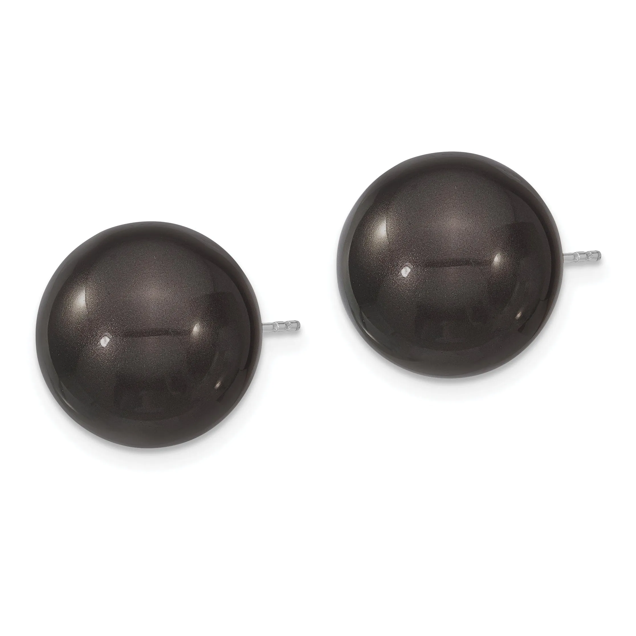 Majestik Round Black Pearl Stud Earrings
