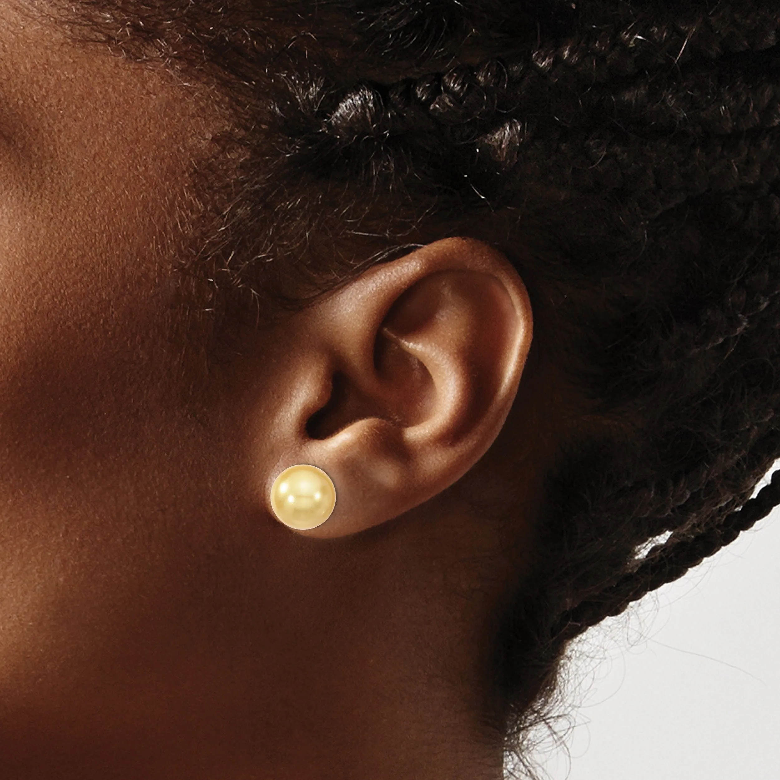 Majestik Round Yellow Pearl Stud Earrings