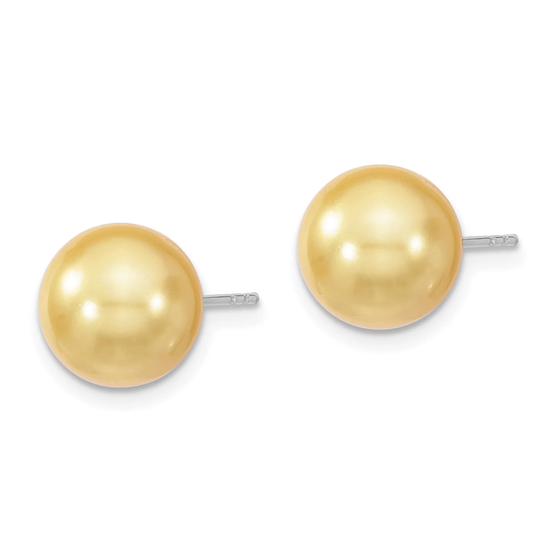 Majestik Round Yellow Pearl Stud Earrings