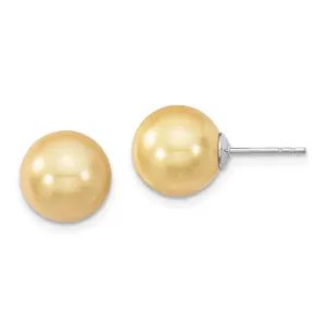 Majestik Round Yellow Pearl Stud Earrings