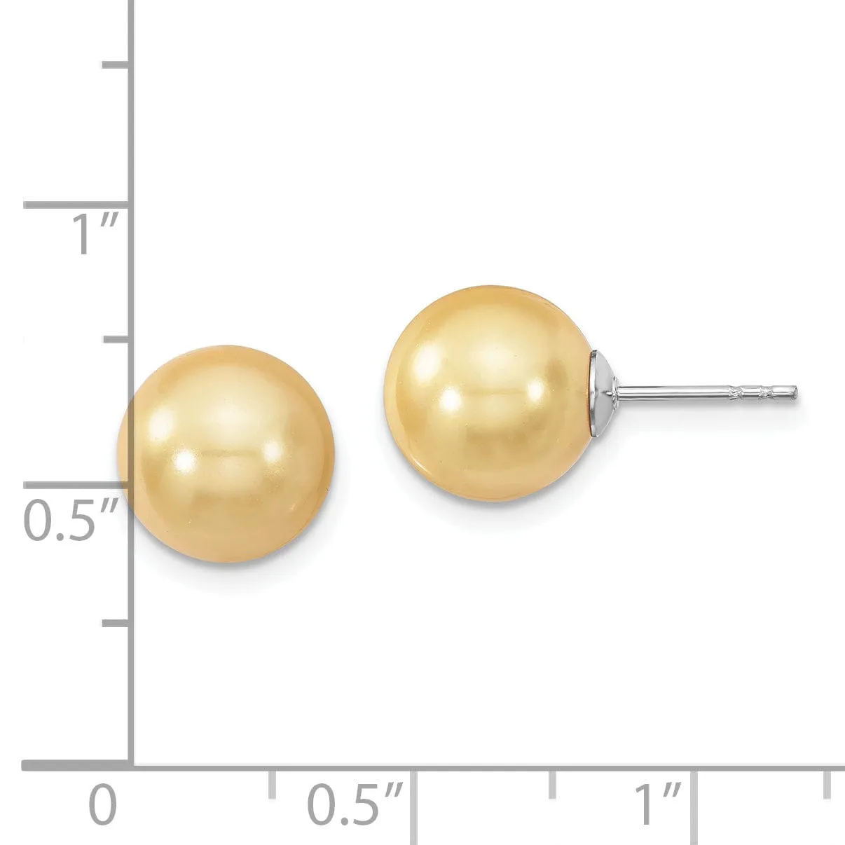 Majestik Round Yellow Pearl Stud Earrings