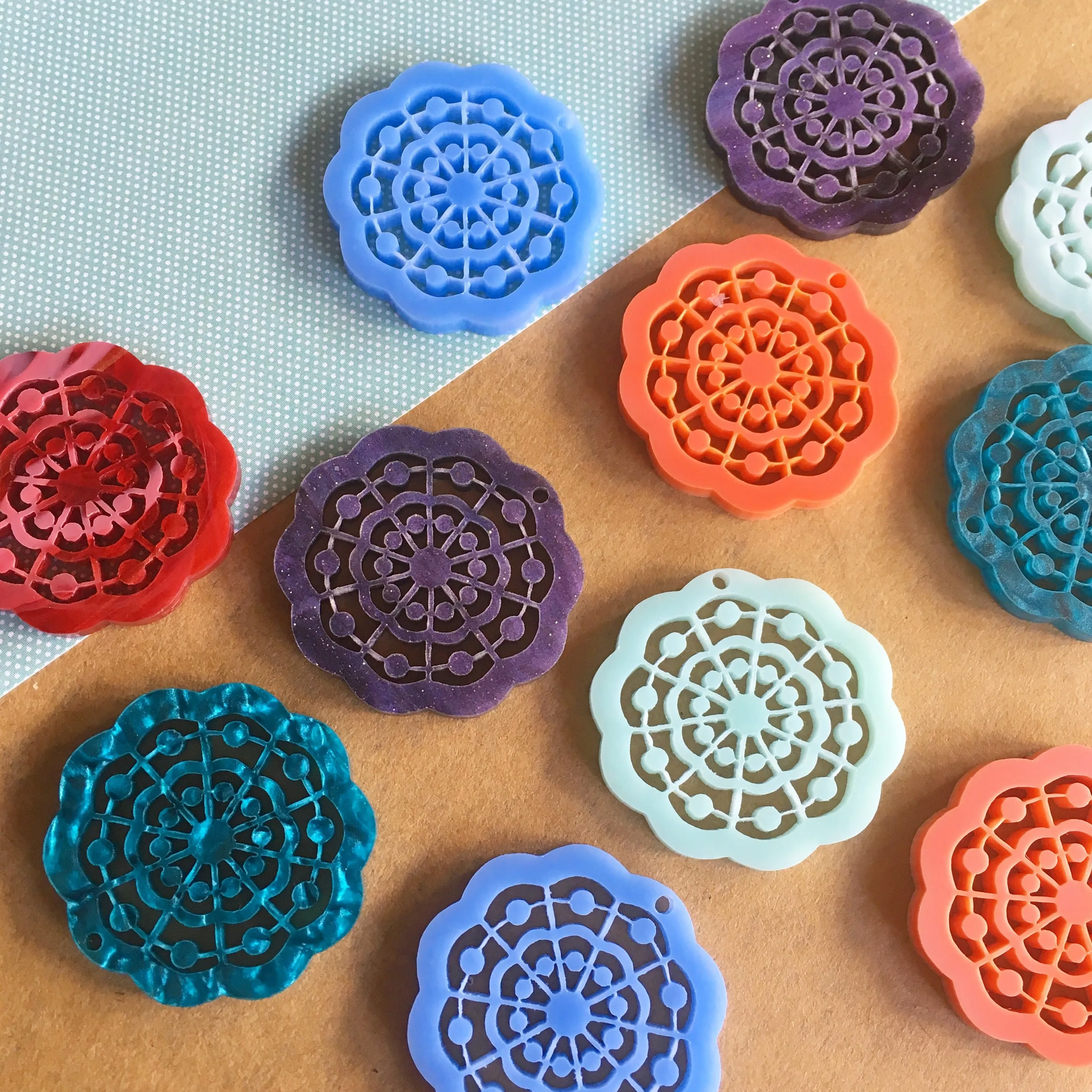 Mandala Pendants for Earrings / 6 Pieces, 30mm
