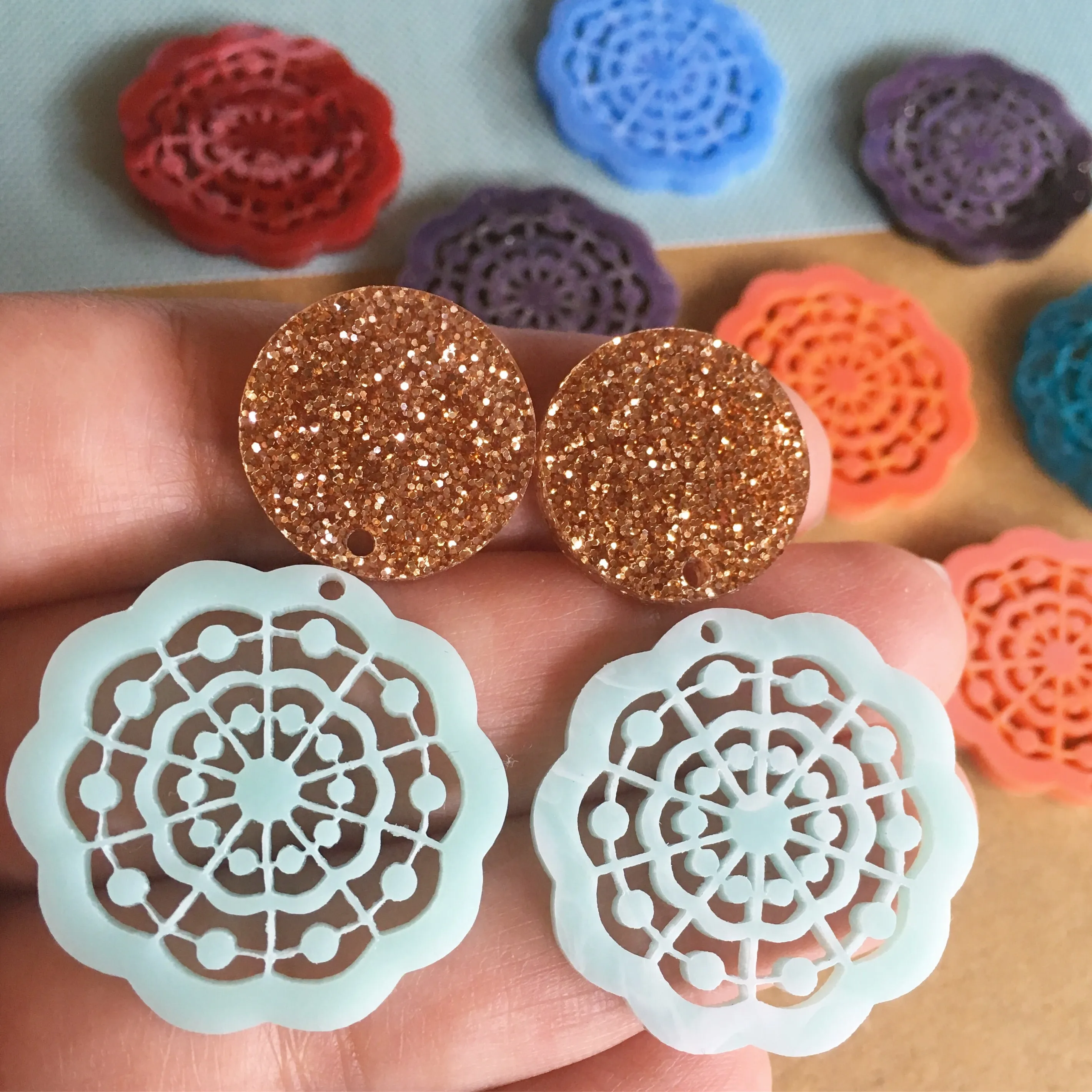 Mandala Pendants for Earrings / 6 Pieces, 30mm