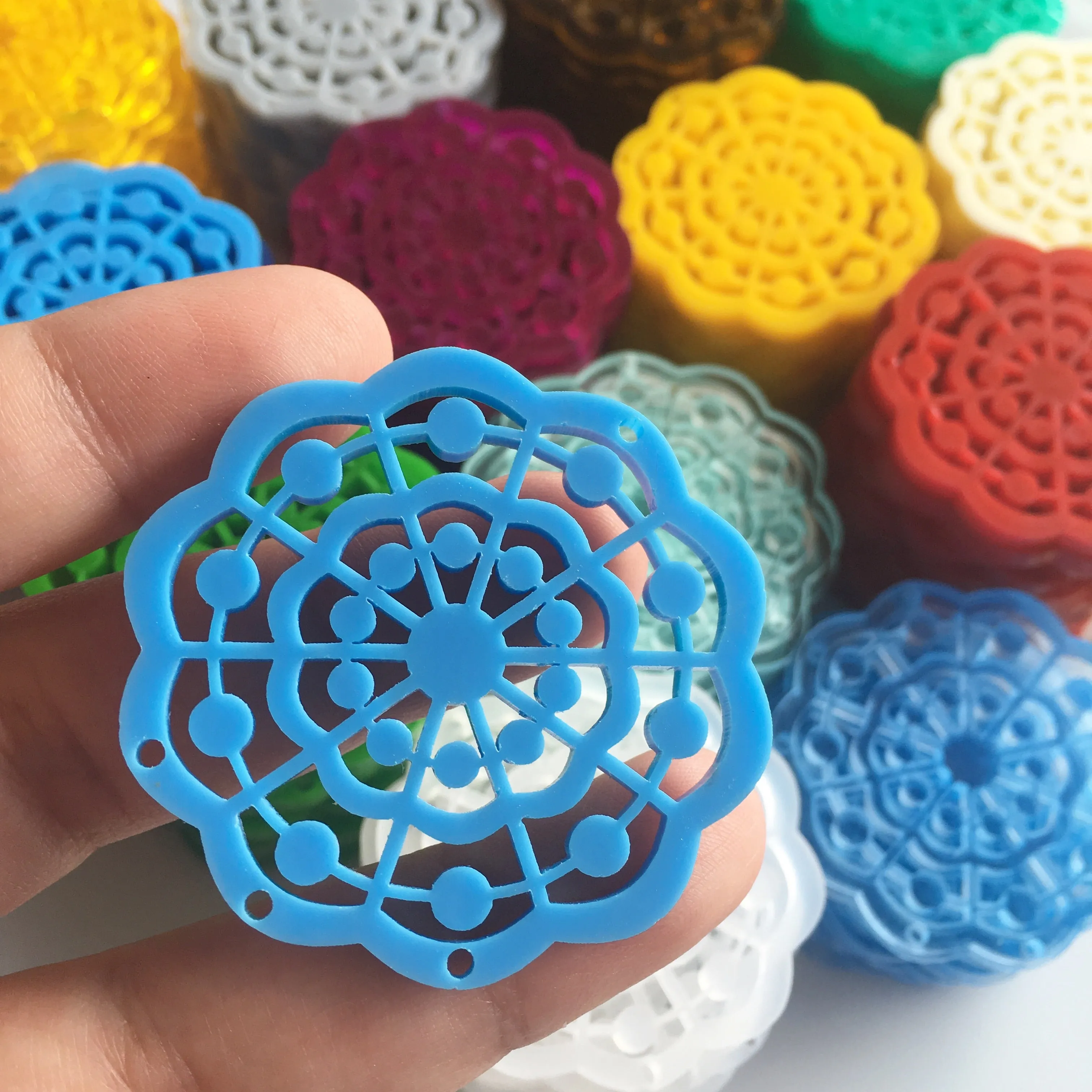 Mandala with Circles Pendants for Earrings / 6 Pieces, 50mm