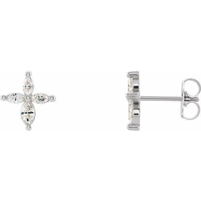 Marquise Diamond Cross Earrings