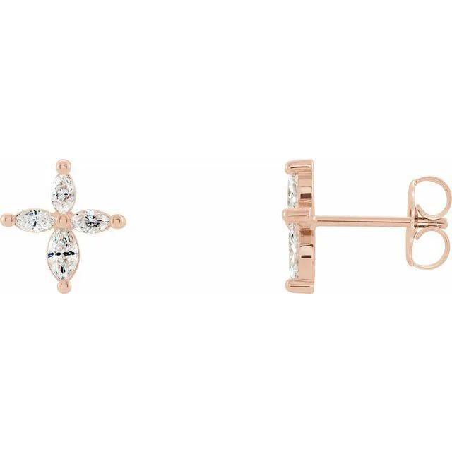 Marquise Diamond Cross Earrings