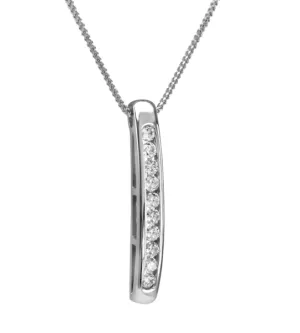 Max Strauss 14K White Gold 10 Diamond Long Channel Necklace
