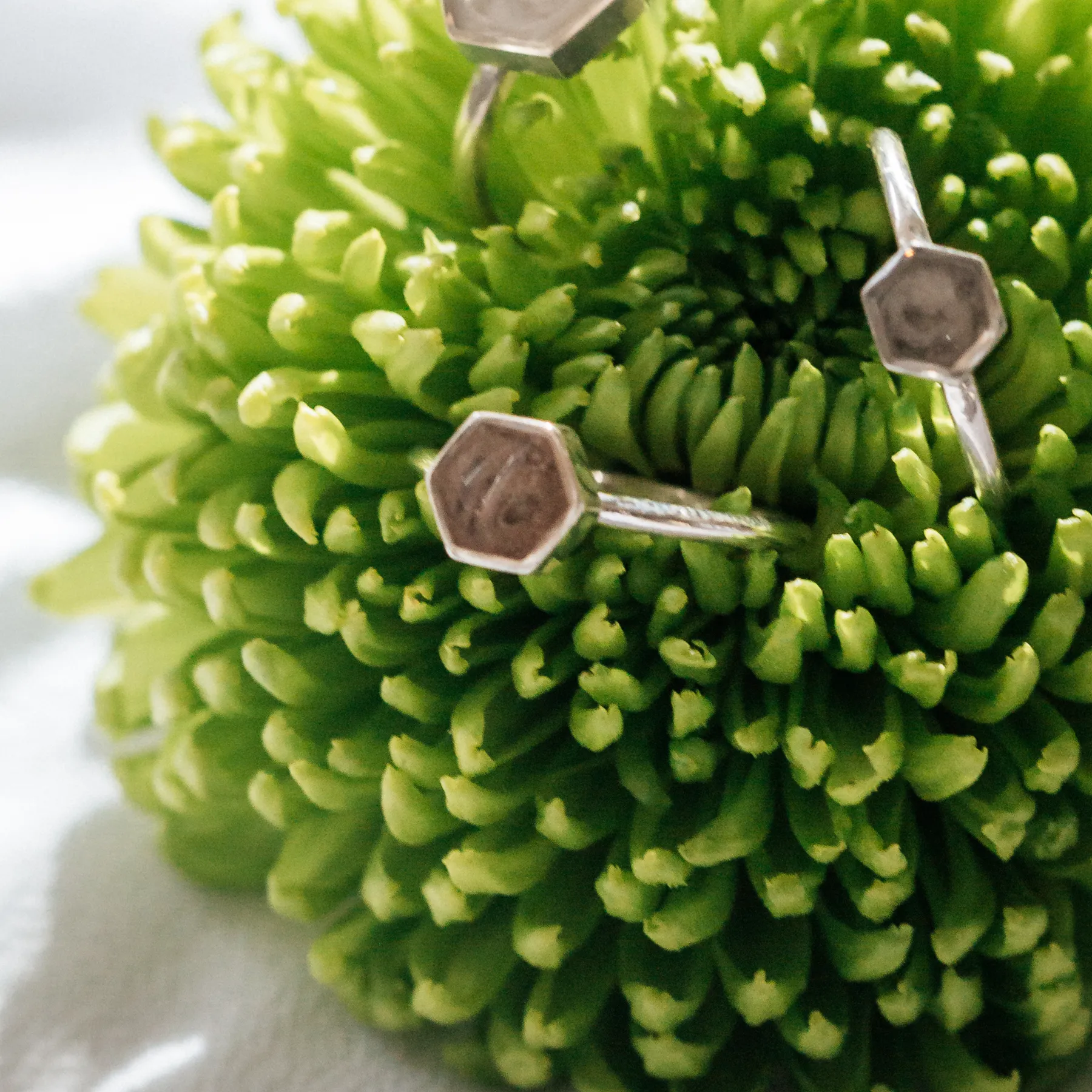 Medium Hexagon Stacking Cremation Ring in 14K White Gold