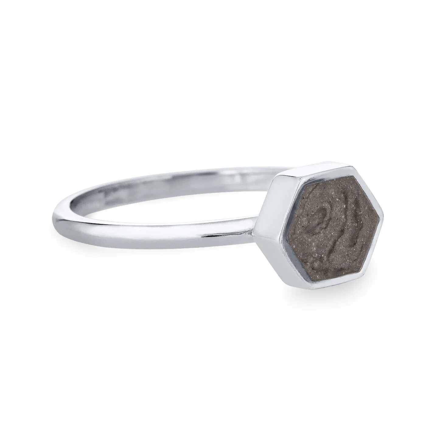 Medium Hexagon Stacking Cremation Ring in 14K White Gold