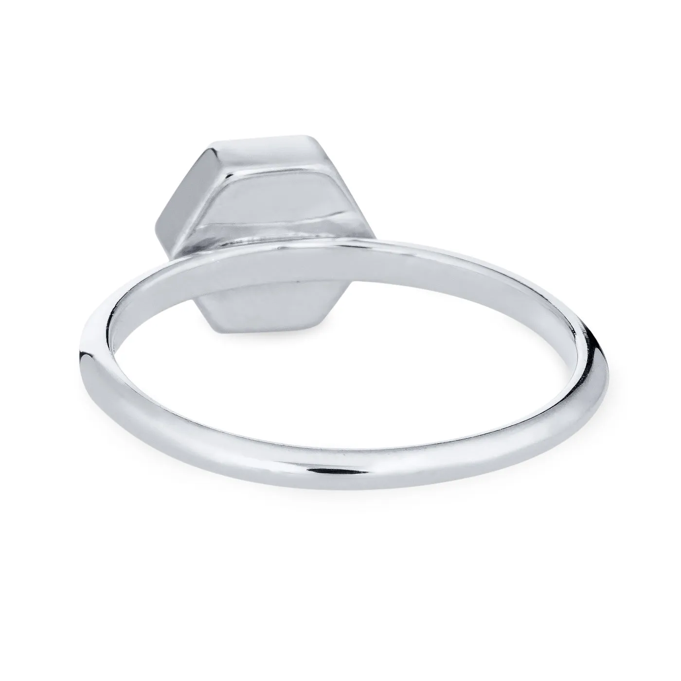Medium Hexagon Stacking Cremation Ring in 14K White Gold