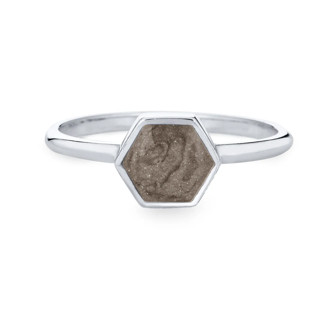 Medium Hexagon Stacking Cremation Ring in 14K White Gold