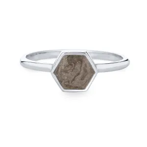 Medium Hexagon Stacking Cremation Ring in 14K White Gold