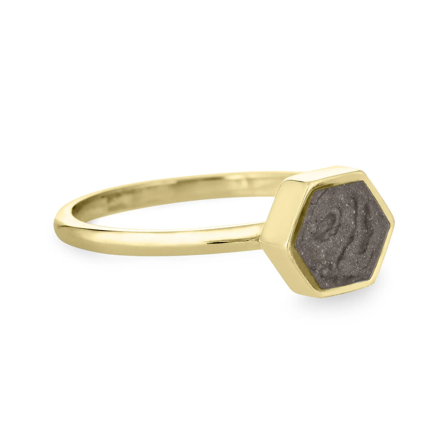 Medium Hexagon Stacking Cremation Ring in 14K Yellow Gold
