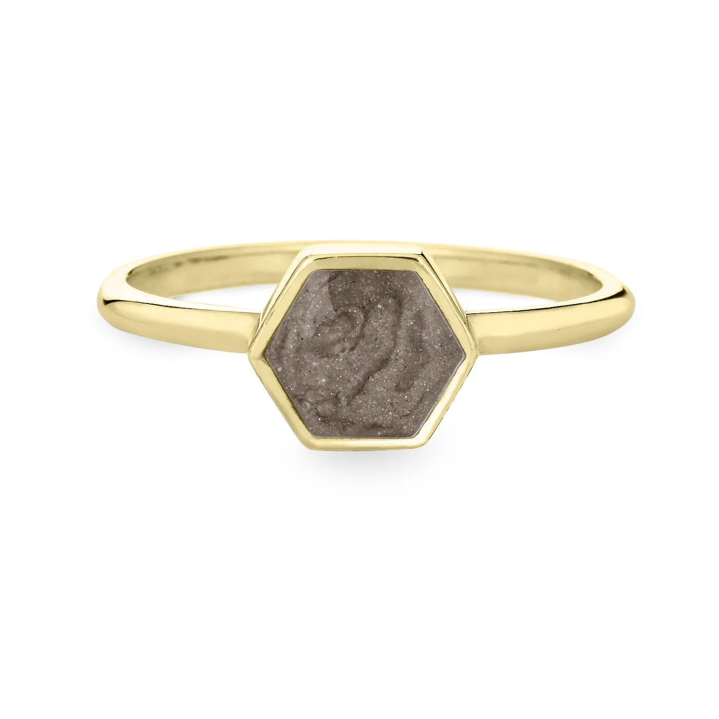Medium Hexagon Stacking Cremation Ring in 14K Yellow Gold