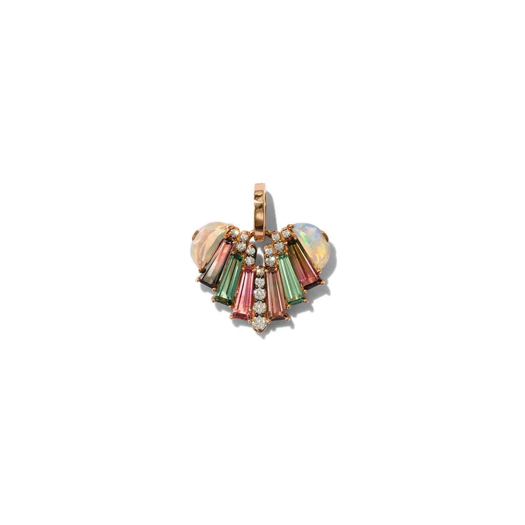Melodeon Heart Pendant - Ethiopian Opal, Bi-Color Tourmaline