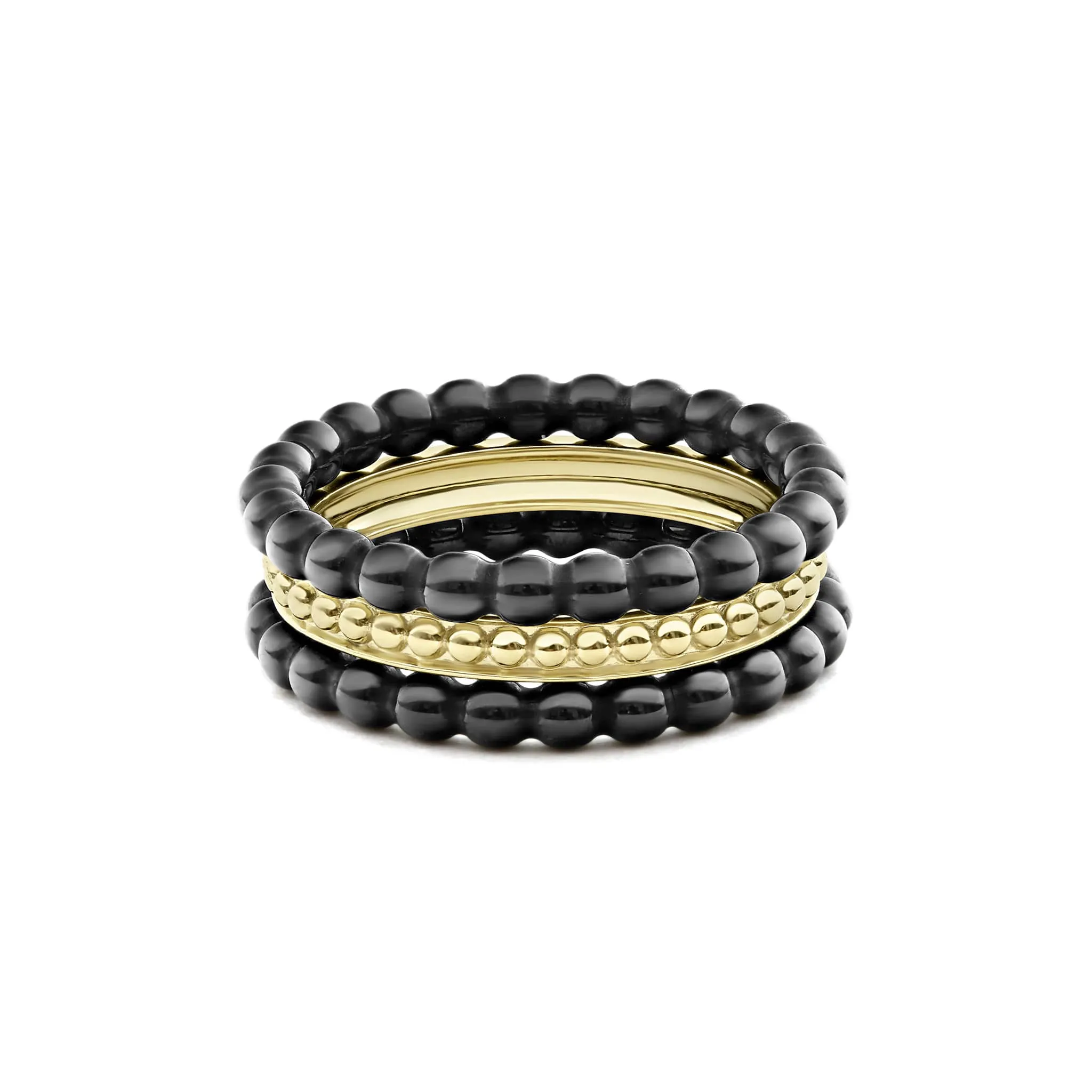 Meridian 18K Gold and Ceramic Stacking Rings