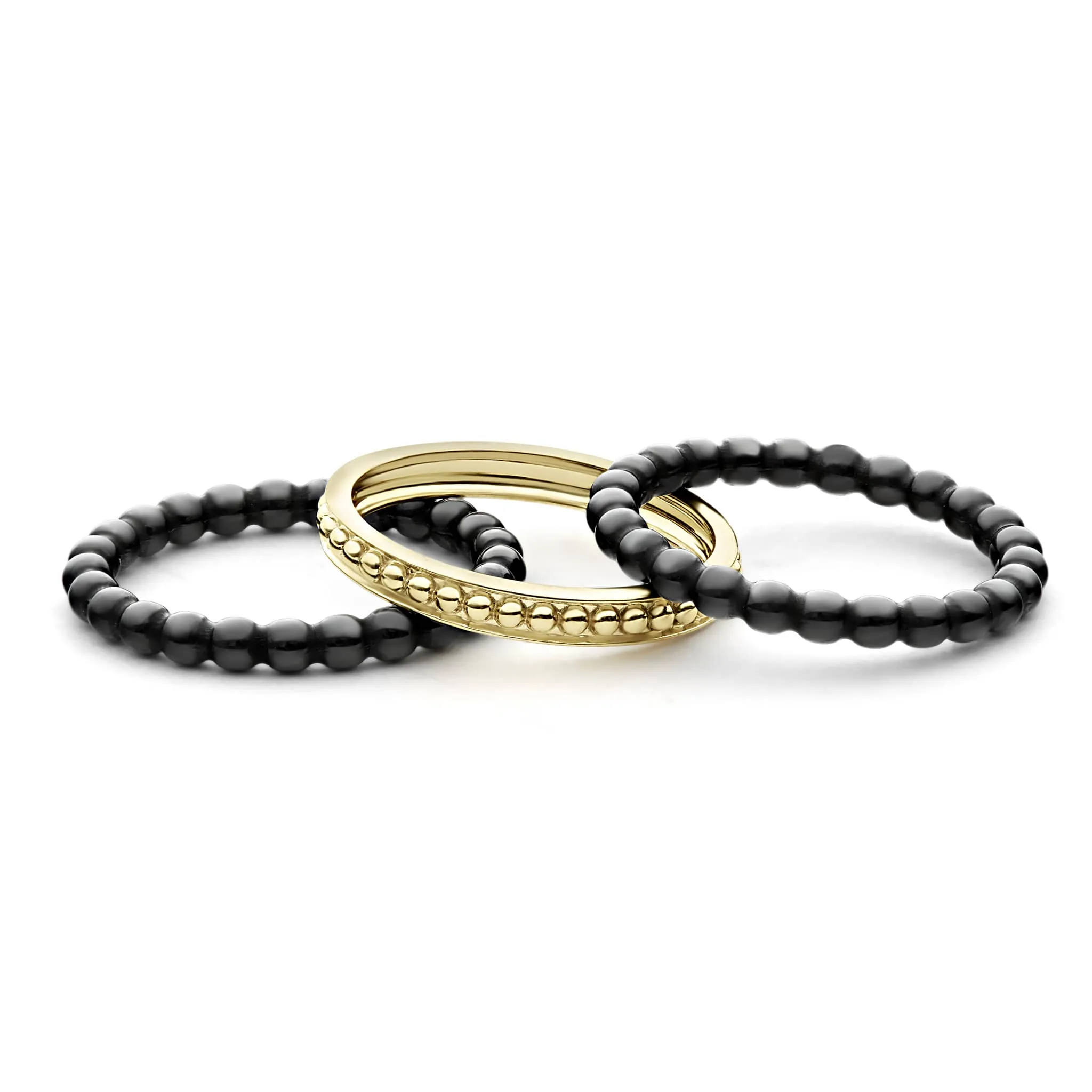 Meridian 18K Gold and Ceramic Stacking Rings