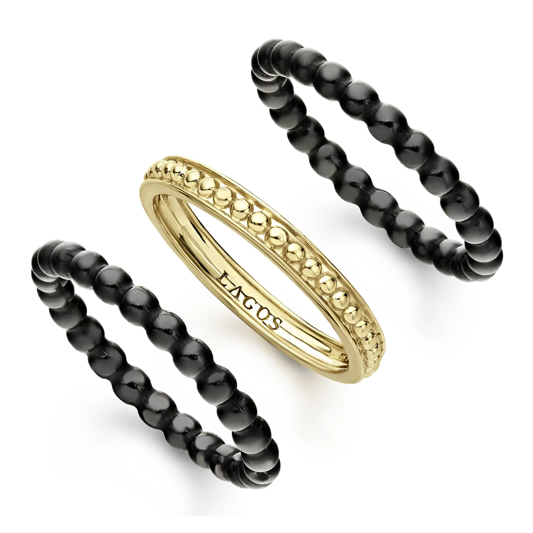Meridian 18K Gold and Ceramic Stacking Rings