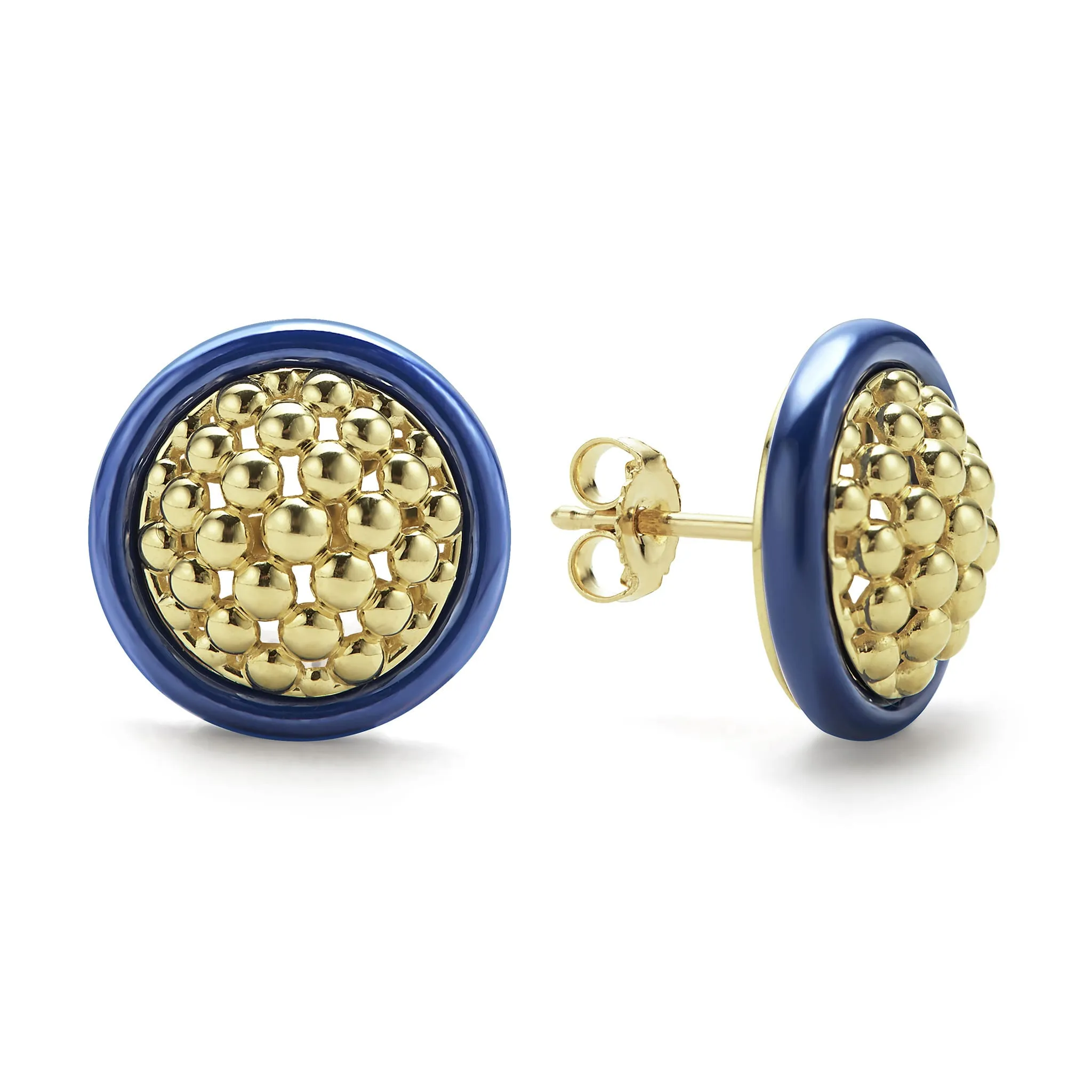 Meridian 18K Gold and Ceramic Stud Earrings