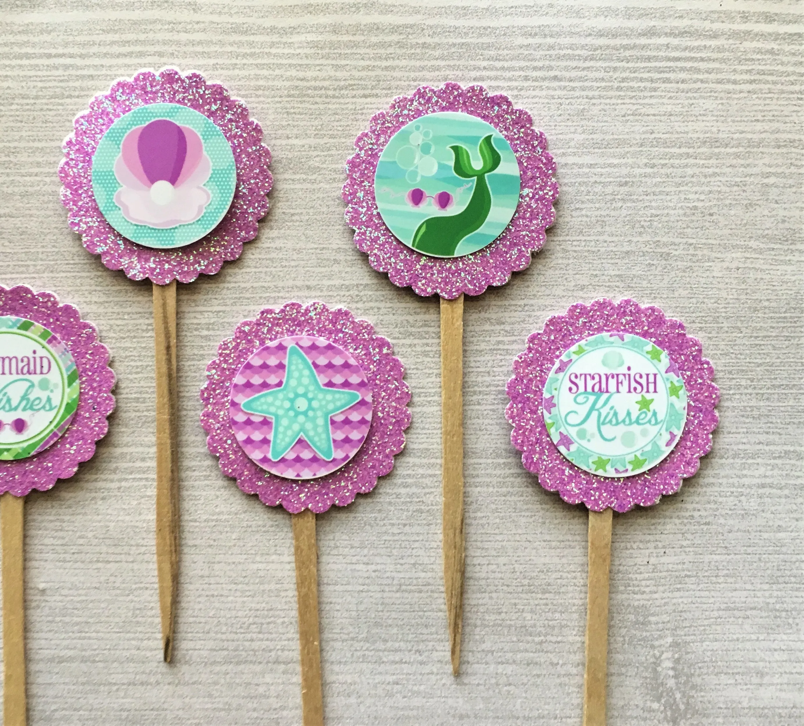 Mermaid, Mermaid Tails Cupcake Toppers, Set of 6