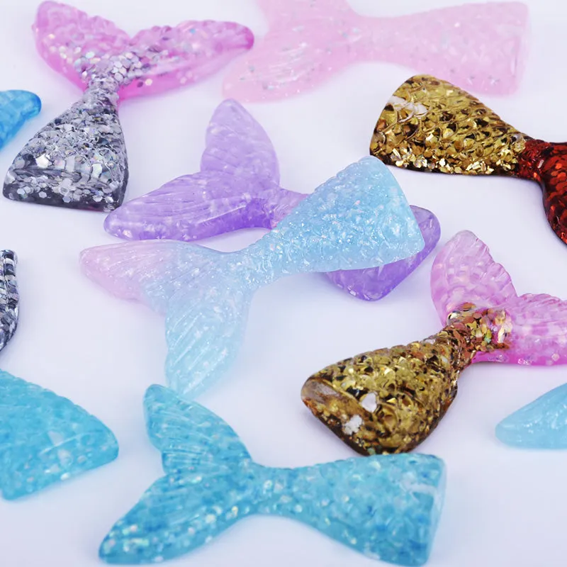 Mermaid Resin Tail Embellishment Mermaid Tail Charms DIY Headband Supply 10pcs 102402