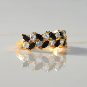 Mia Black Spinel and Moissanites Ring