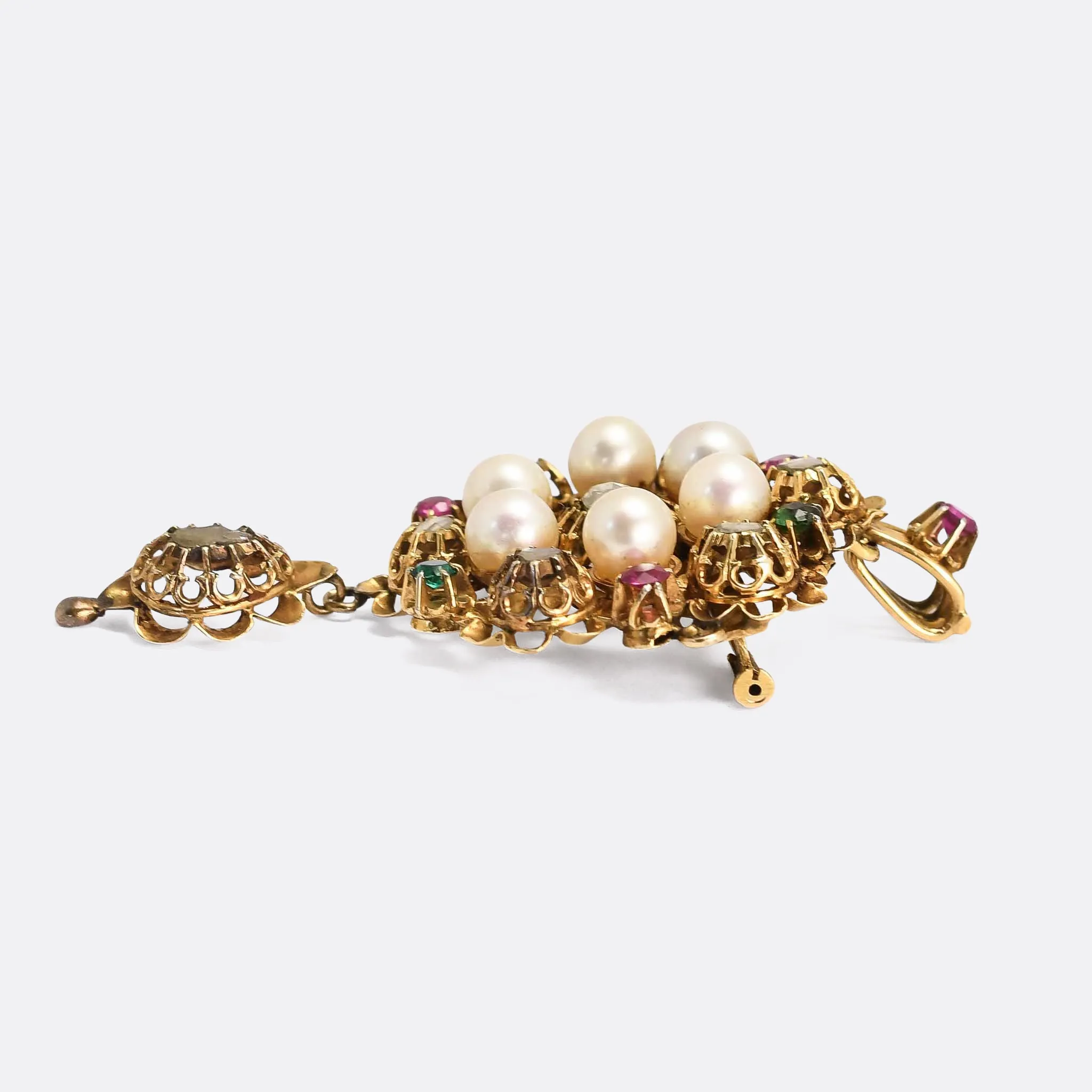 Mid-Victorian Ornate Floral Harlequin Pendant