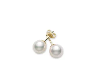 Mikimoto Yellow Gold Pearl Stud Earrings