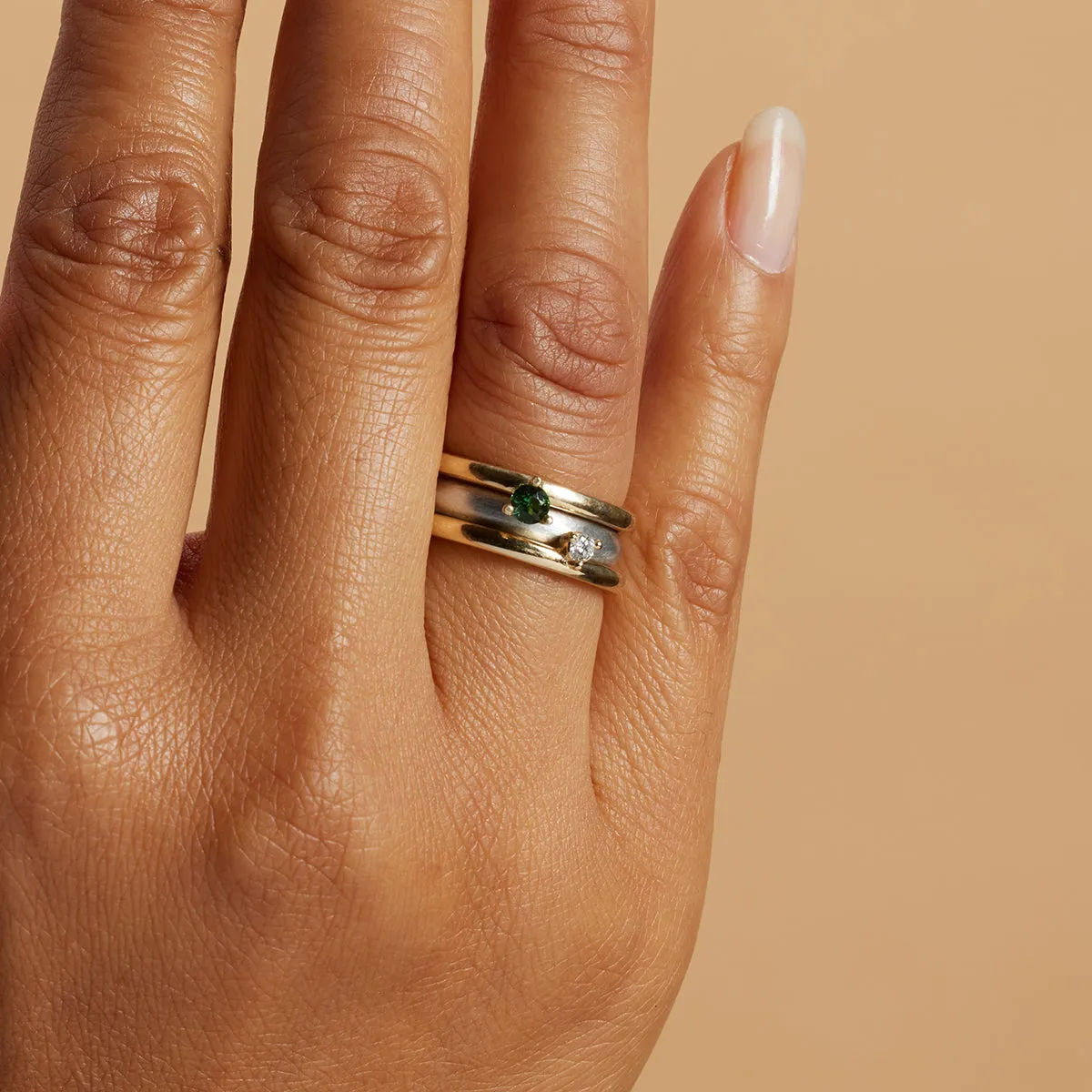MILESTONE ROUND GEMSTONE RING IN 10K GOLD - NEW