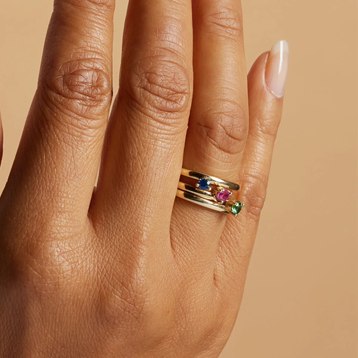 MILESTONE ROUND GEMSTONE RING IN 10K GOLD - NEW