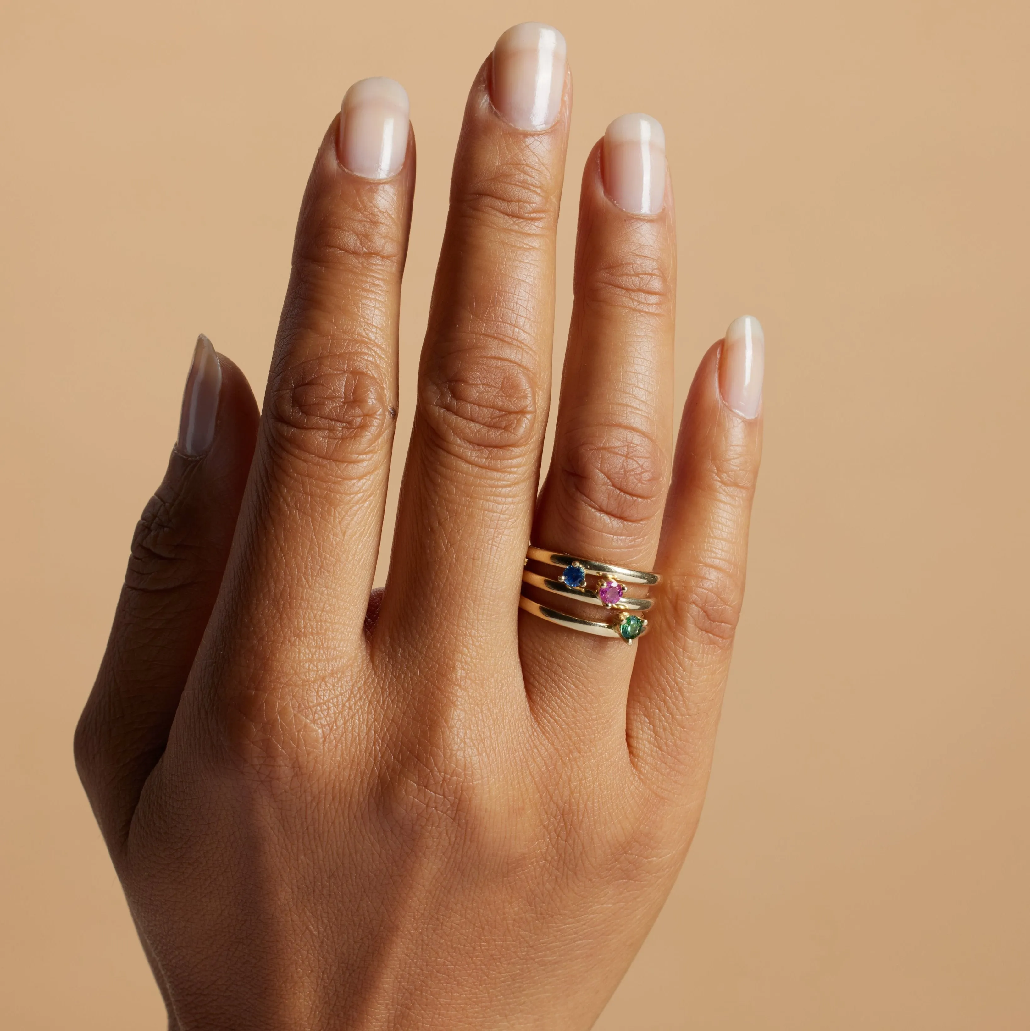 MILESTONE ROUND GEMSTONE RING IN 10K GOLD - NEW