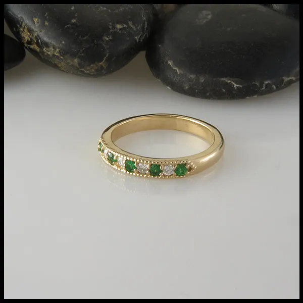 Milgrain Gemstone Stacking Ring in Gold