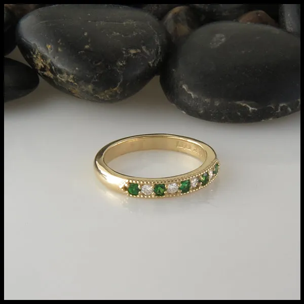 Milgrain Gemstone Stacking Ring in Gold